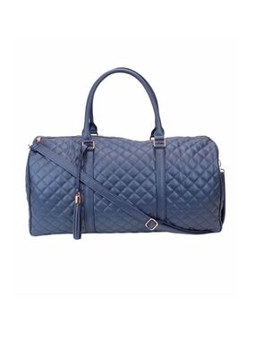 Ms. Lovely Dark Blue Large Quilted Weekender Duffle Bag - 22” x 10” x 11”